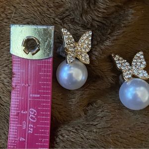 Butterfly/Pearl Pierced Earrings